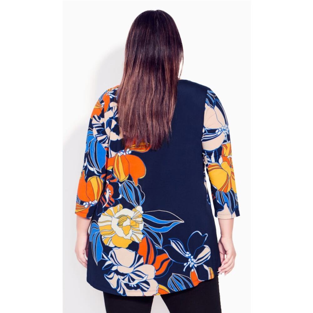 City Chic EVANS Women's Navy Harriet Placement Tunic Cutout Neck Size 30/32 NWT - Picture 2 of 10